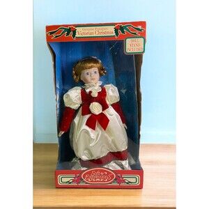 Dan Dee Soft Expressions Genuine Porcelain Doll With Stand Victorian Christmas
